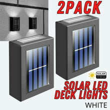 Load image into Gallery viewer, 2 Pack New Solar Deck Lights Outdoor Waterproof LED Steps Lamps For Stairs Fence