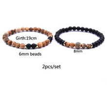 Load image into Gallery viewer, Natural Stone Bracelet Set Micro Zircon Bracelet