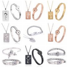 Load image into Gallery viewer, Titanium Steel Couple Love Lock, Bracelet, Key Set, Necklace