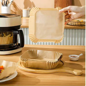 Air Fryer Disposable Paper Liners Parchment Paper Liner Non-Stick Air Fryer Paper Pads Oil Resistant Baking Paper Air Fryer Disposable Paper Liner Non-stick Disposable Liners