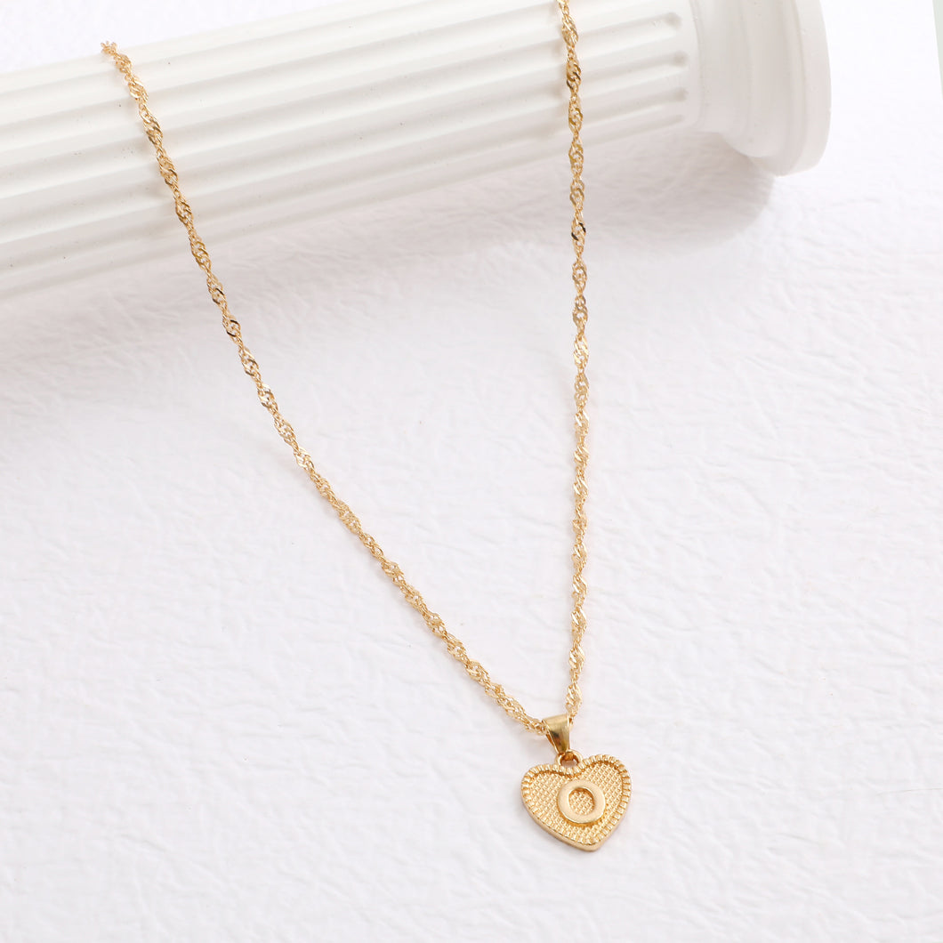 Simple Women's Heart Letter Necklace Love Pendant Clavicle Chain