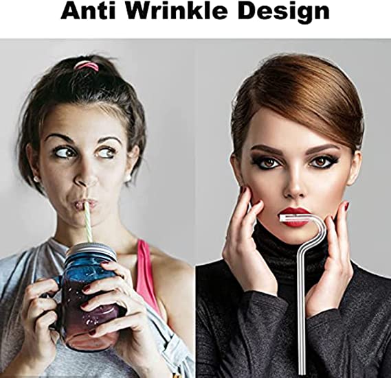 Anti Wrinkle Straw, Reusable Glass Drinking Anti Wrinkle Straw
