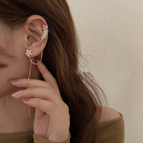 Style Zircon Tassel Earrings Personality Cold Wind Ear Bone Female