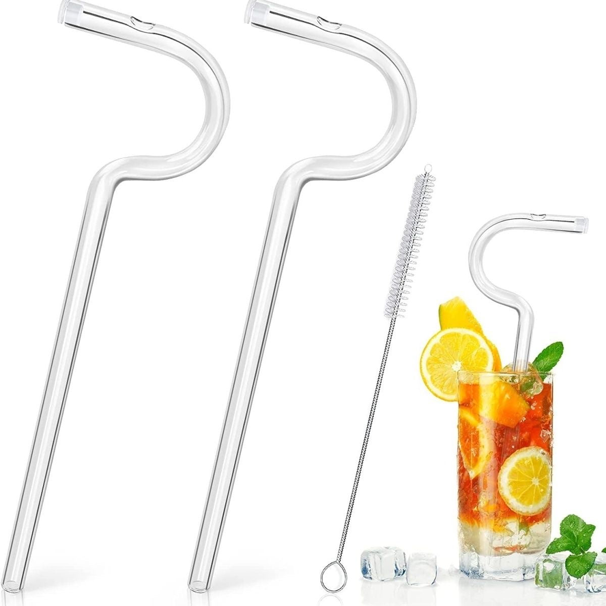 Anti Wrinkle Straw 2pcs Reusable Glass Straw For Cup Anti Wrinkle Drinking