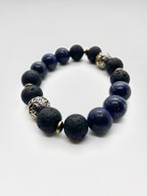 Load image into Gallery viewer, Chunky Studded Blue/Lava Bracelet