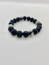 Load image into Gallery viewer, White Tiger 4 Eye x Lava Bracelet