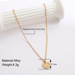 Simple Women&#039;s Heart Letter Necklace Love Pendant Clavicle Chain