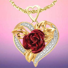 Load image into Gallery viewer, Heart-shaped Red Rose pendant Necklace