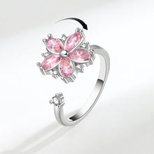 Load image into Gallery viewer, Rotating Ring Female Cherry Blossom Pink Zircon Flower Decompression Anti-anxiety Ring Set