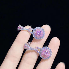 Load image into Gallery viewer, Imitation Citrine Flower Set Luxury High-end Diamond Pink Crystal Necklace Earrings Live Mouth Ring Female
