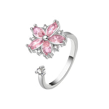 Load image into Gallery viewer, Rotating Ring Female Cherry Blossom Pink Zircon Flower Decompression Anti-anxiety Ring Set