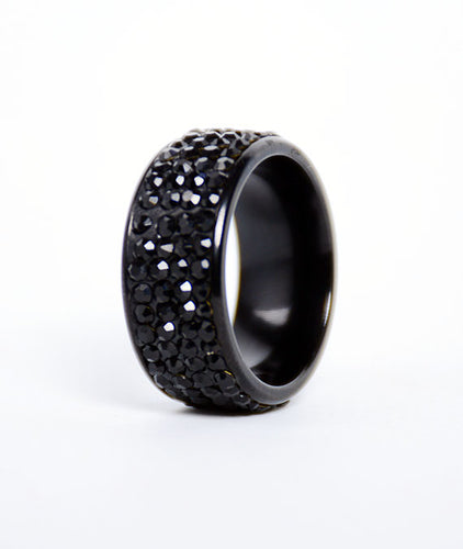 Stoned Black Titanium Rings