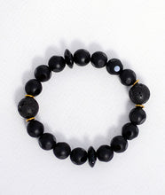 Load image into Gallery viewer, Smooth Dotted Onyx/ Lavastone Bracelet