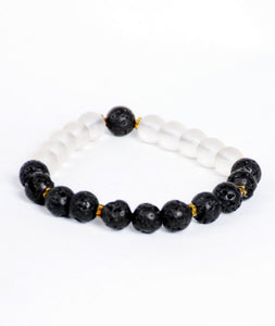 2-Faced Lava / White Onyx Bracelet