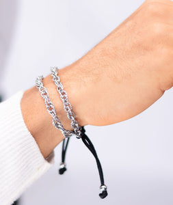 Chain Cuff Rope Tassle Silver Bracelet
